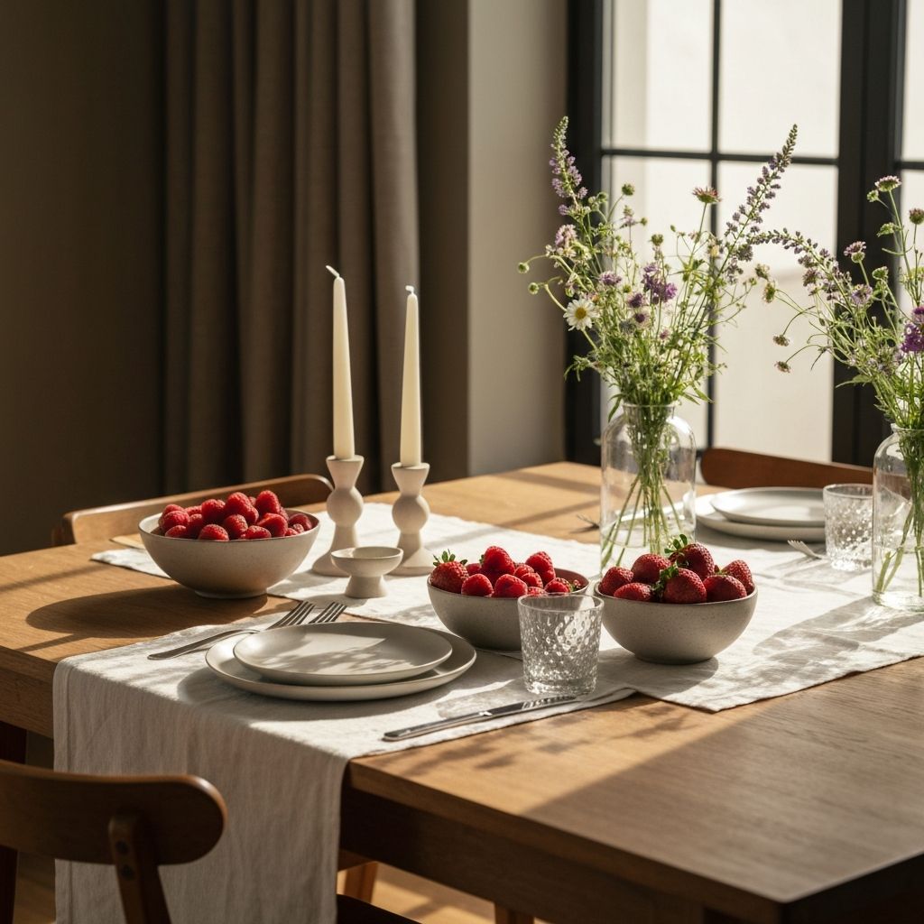 Mesa preparada con alimentos frescos